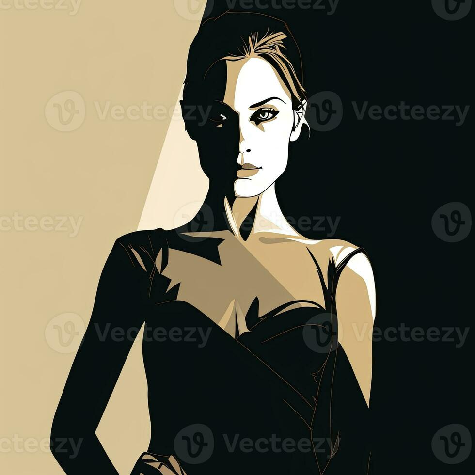 Bold Sleek Graphical Minimalist Female Profile Design generative AI photo
