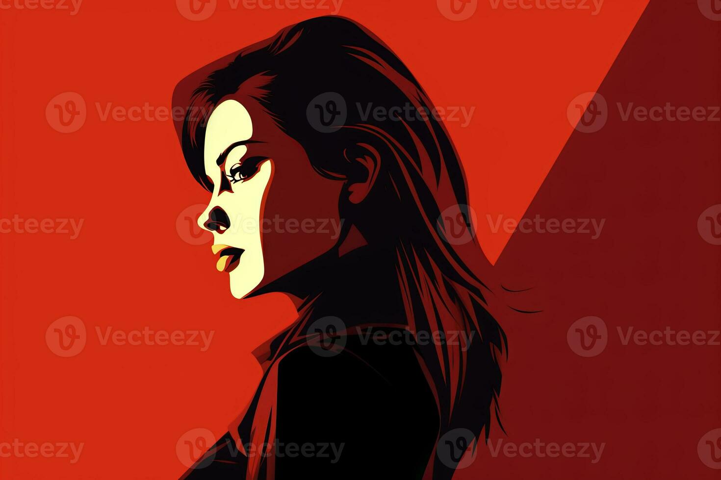 Bold Sleek Graphical Minimalist Female Profile Design generative AI photo