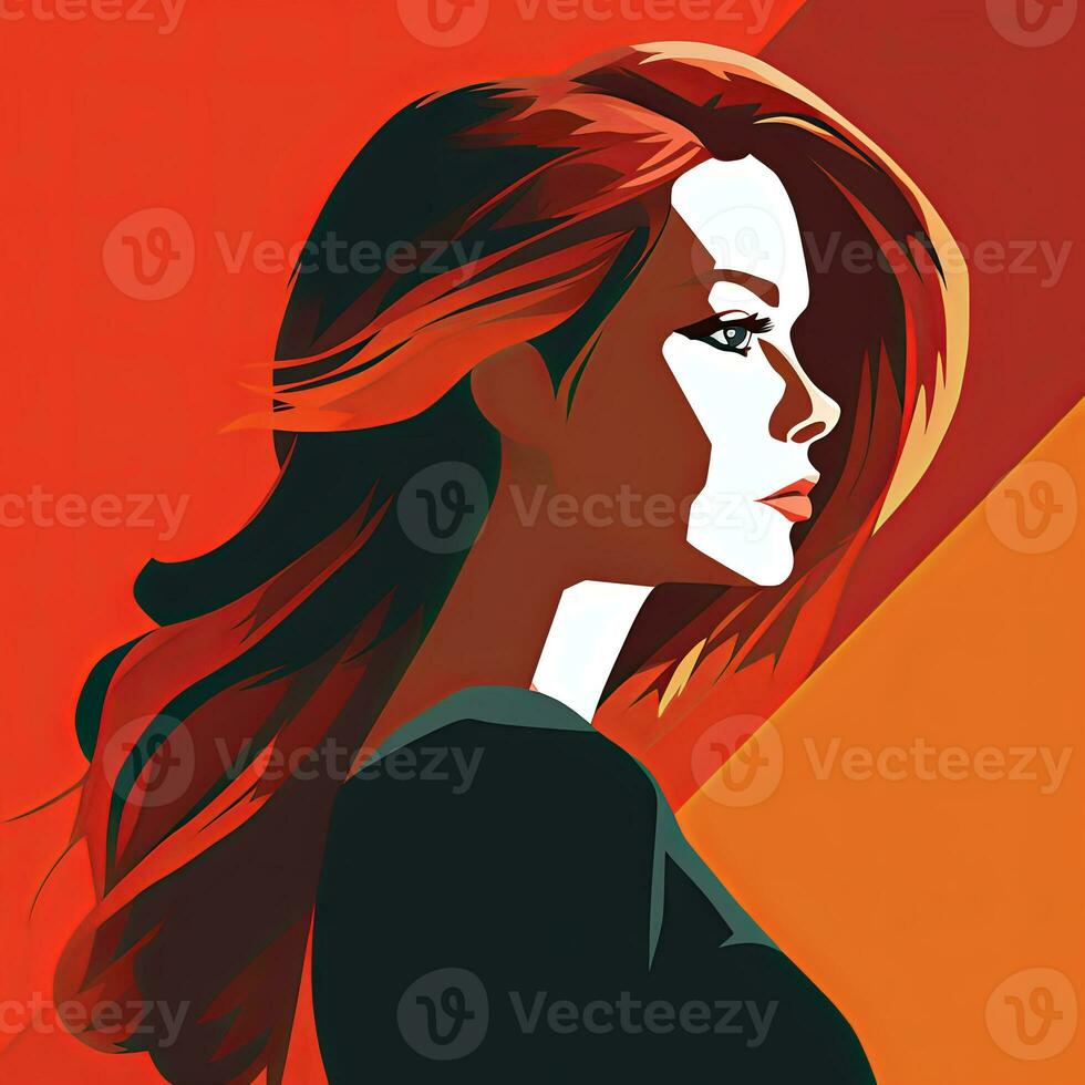 Bold Sleek Graphical Minimalist Female Profile Design generative AI photo