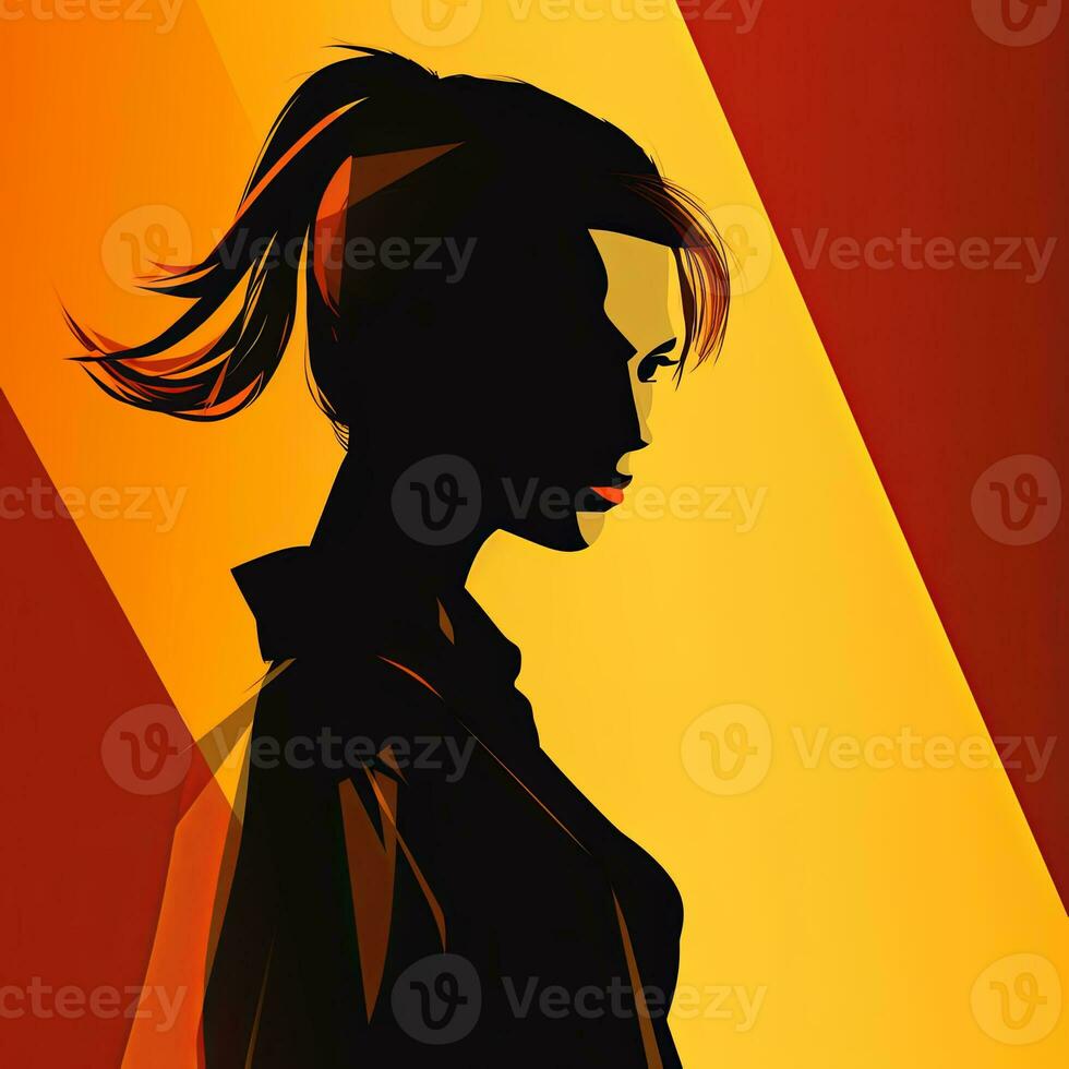 Bold Sleek Graphical Minimalist Female Profile Design generative AI photo