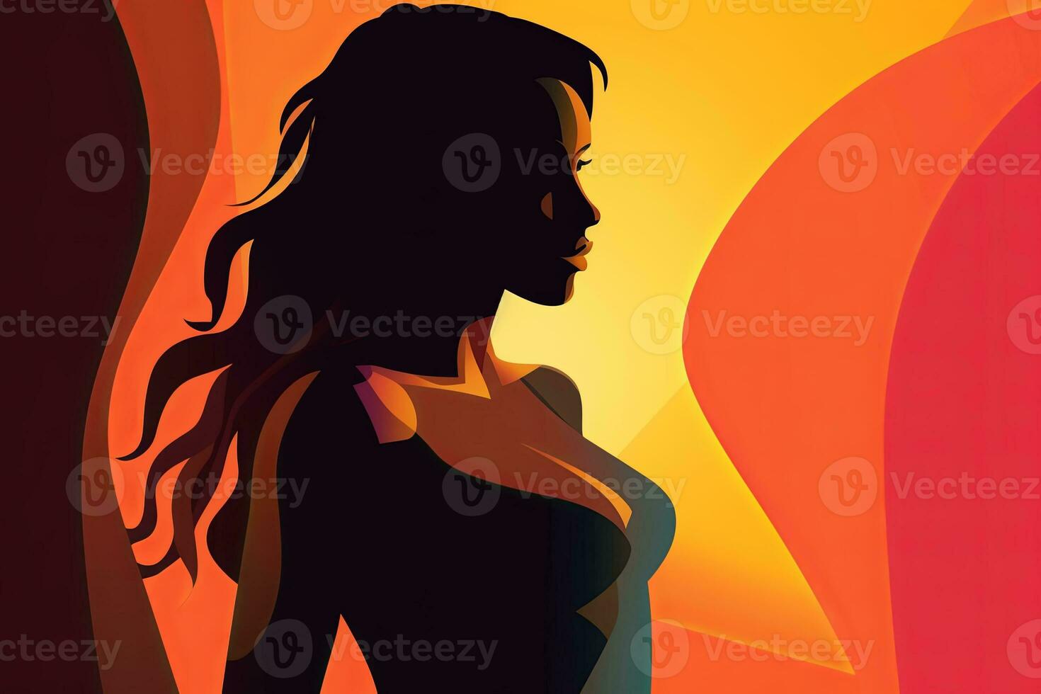 Bold Sleek Graphical Minimalist Female Profile Design generative AI photo