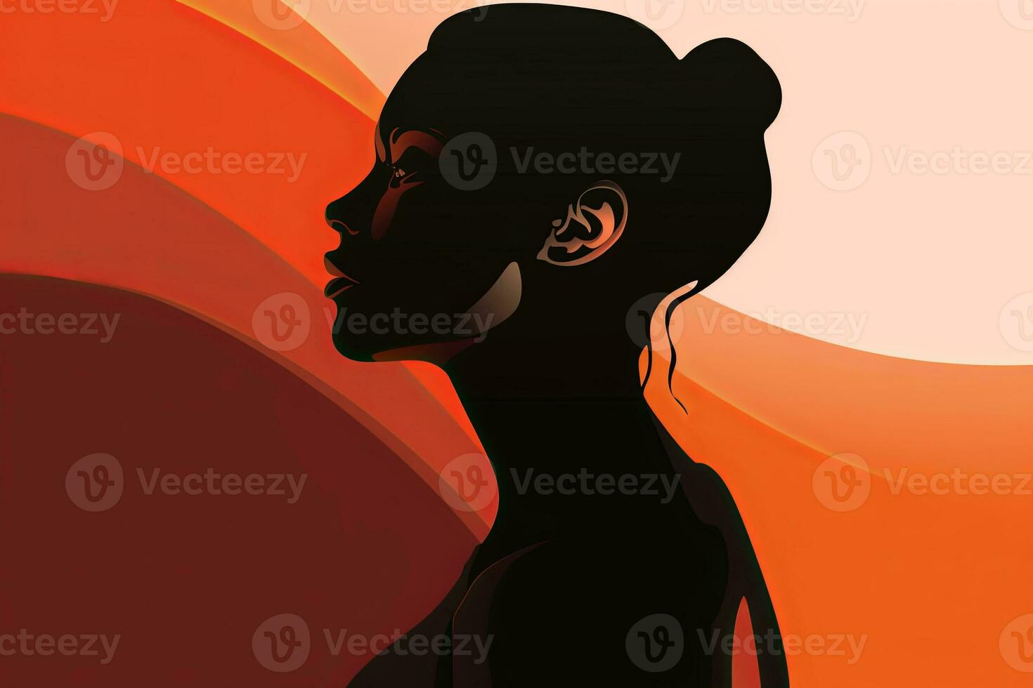 Bold Sleek Graphical Minimalist Female Profile Design generative AI photo