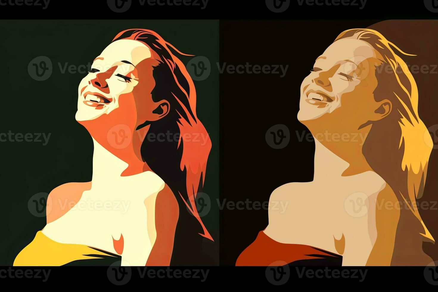 Bold Sleek Graphical Minimalist Female Profile Design generative AI photo