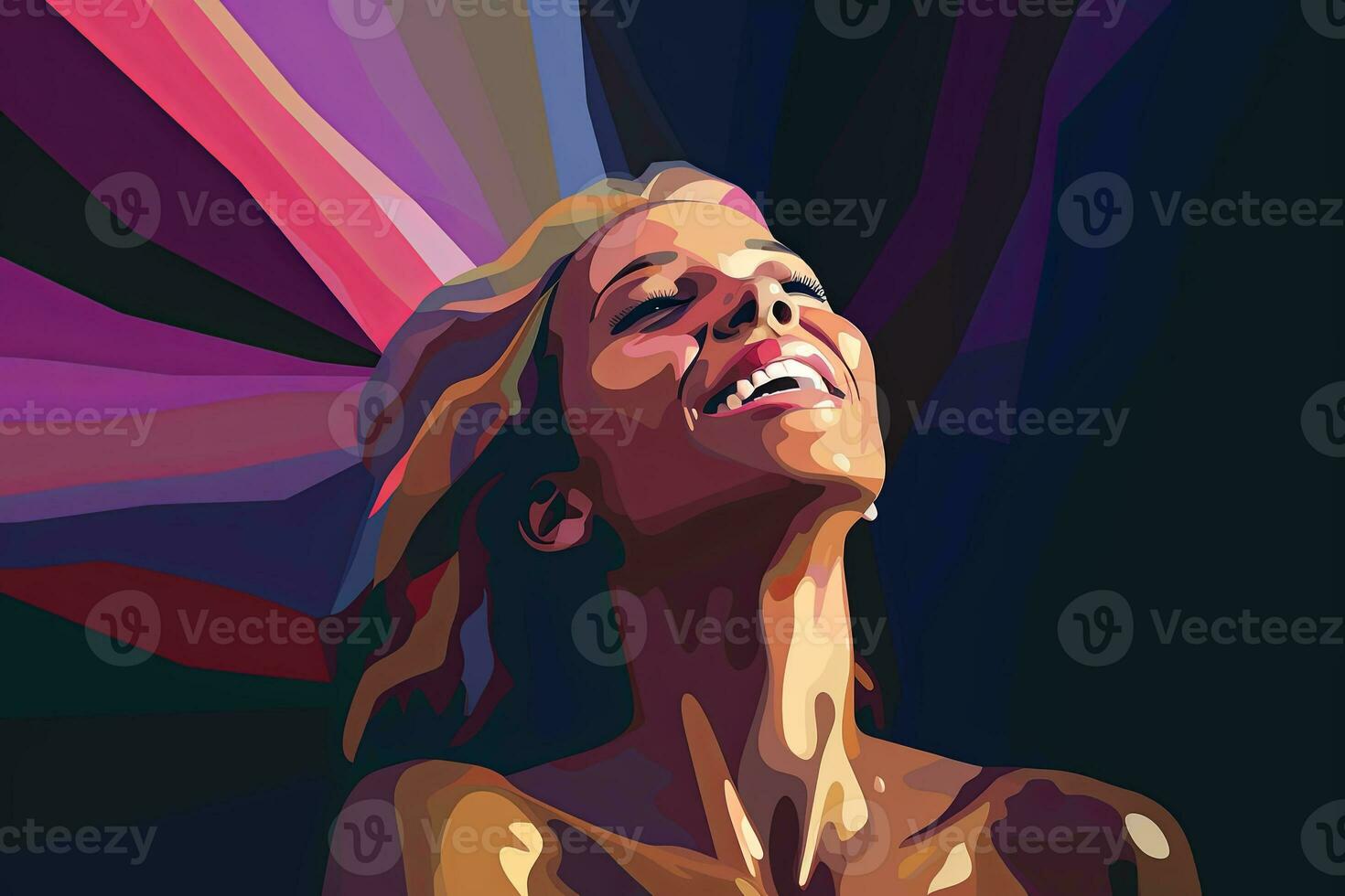 Bold Sleek Graphical Minimalist Female Profile Design generative AI photo
