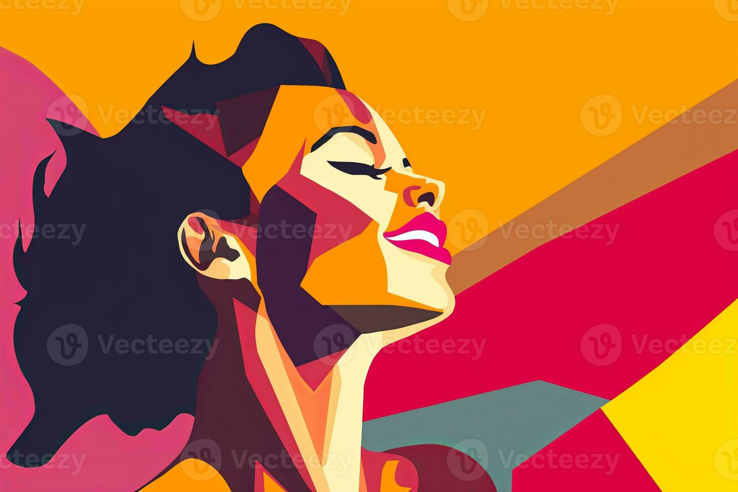 Bold Sleek Graphical Minimalist Female Profile Design generative AI photo