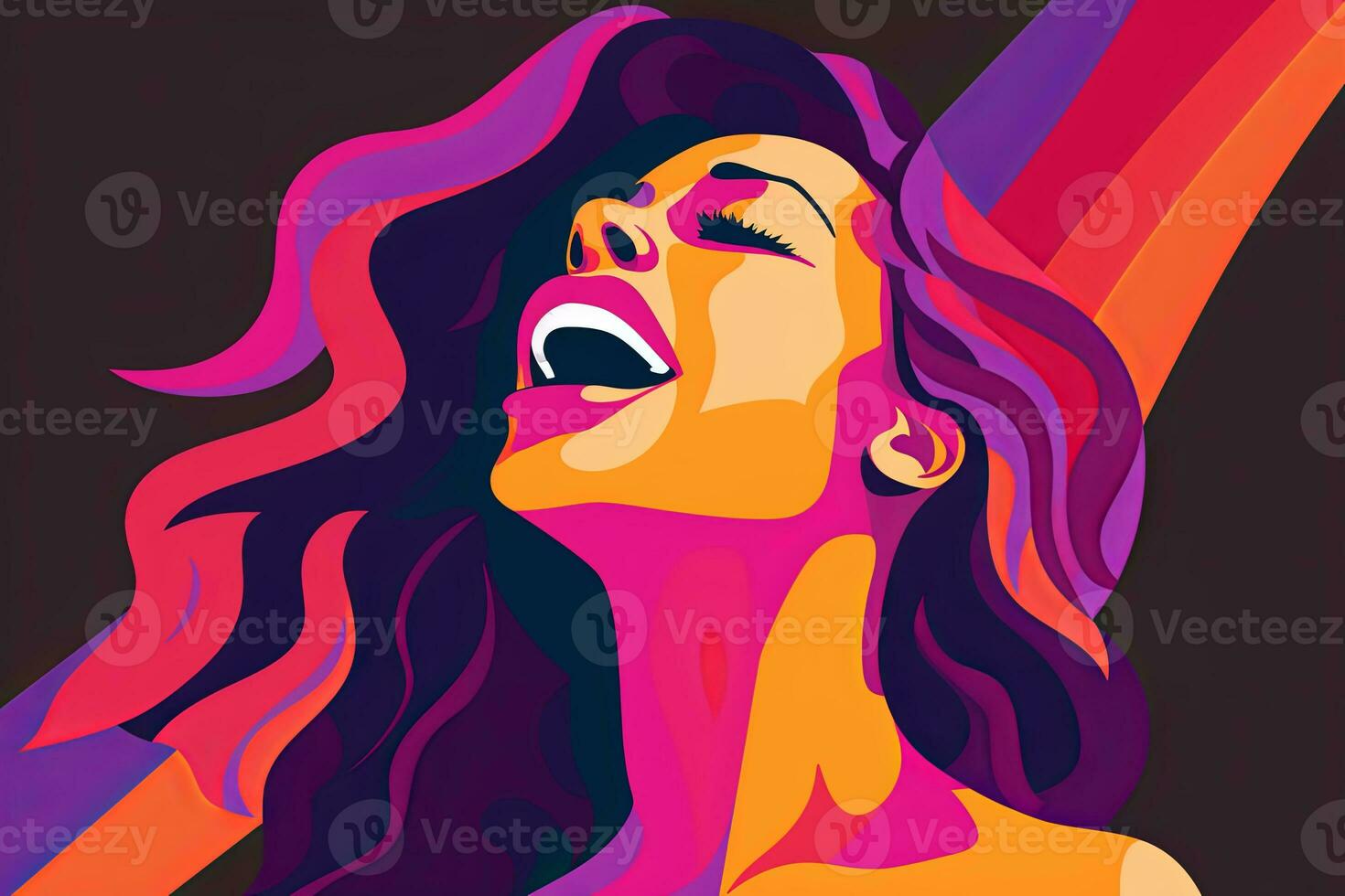 Bold Sleek Graphical Minimalist Female Profile Design generative AI photo