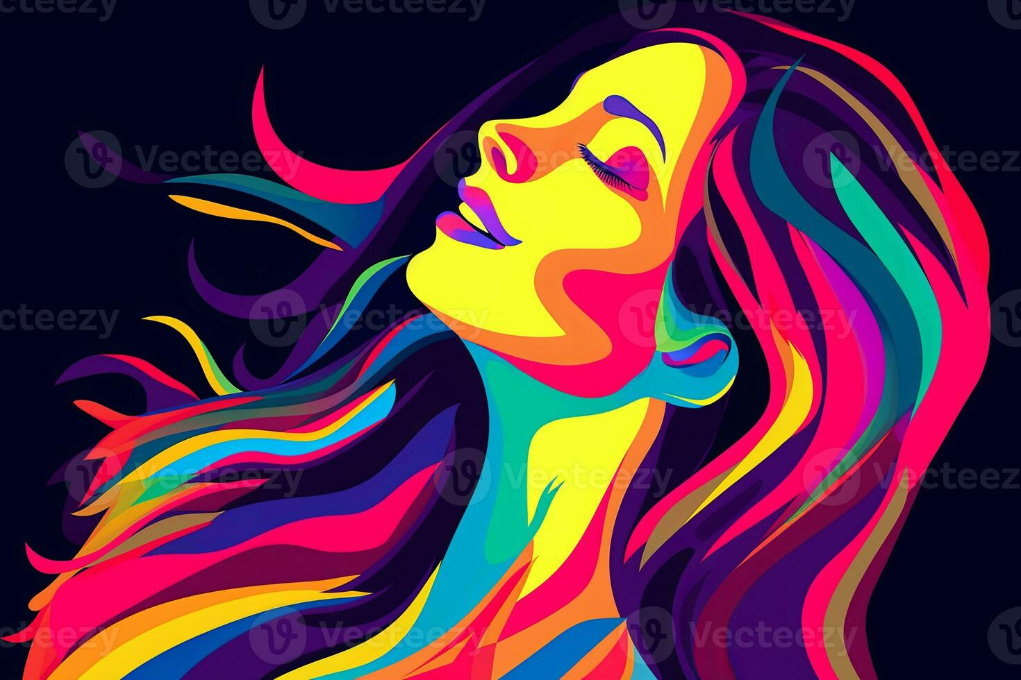 Bold Sleek Graphical Minimalist Female Profile Design generative AI photo