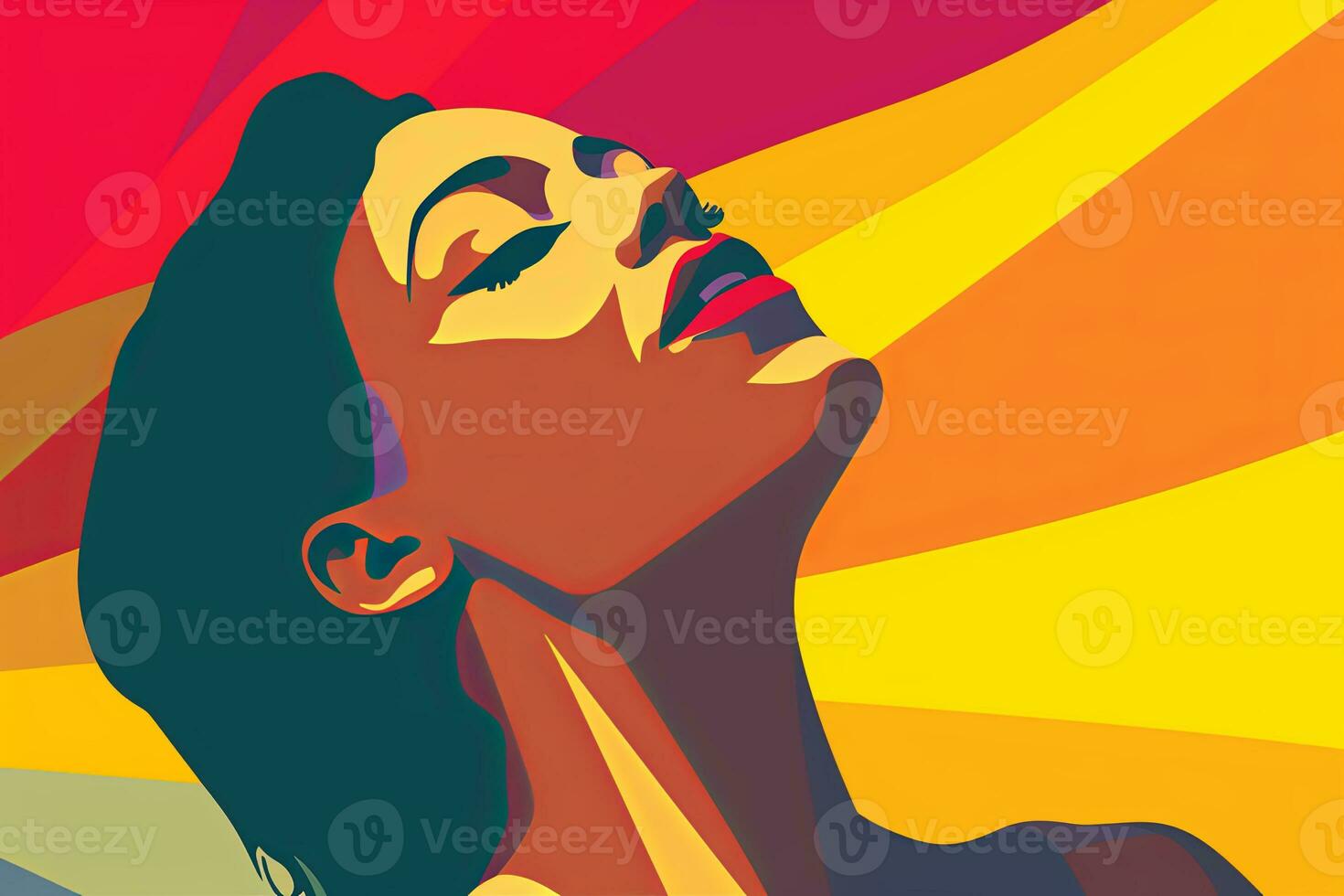 Bold Sleek Graphical Minimalist Female Profile Design generative AI photo