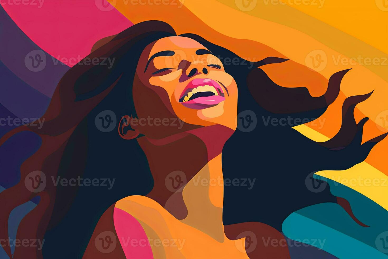 Bold Sleek Graphical Minimalist Female Profile Design generative AI photo