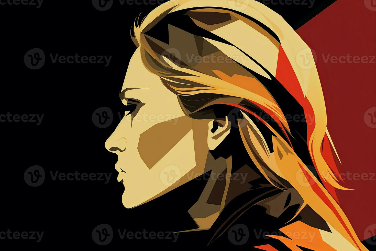 Bold Sleek Graphical Minimalist Female Profile Design generative AI photo