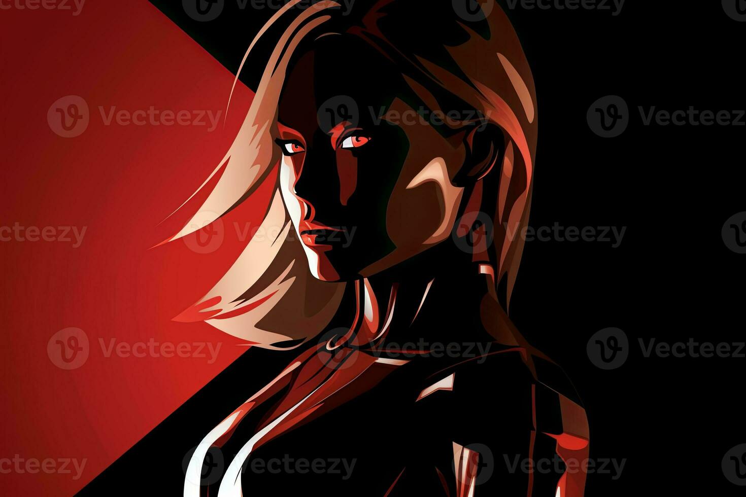 Bold Sleek Graphical Minimalist Female Profile Design generative AI photo