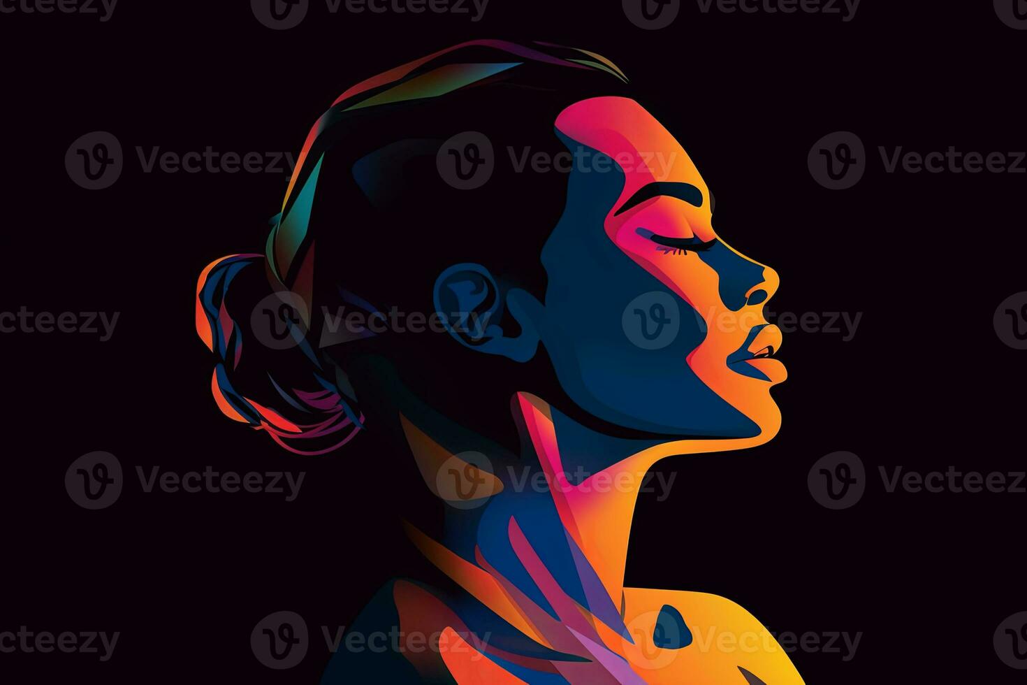 Bold Sleek Graphical Minimalist Female Profile Design generative AI photo