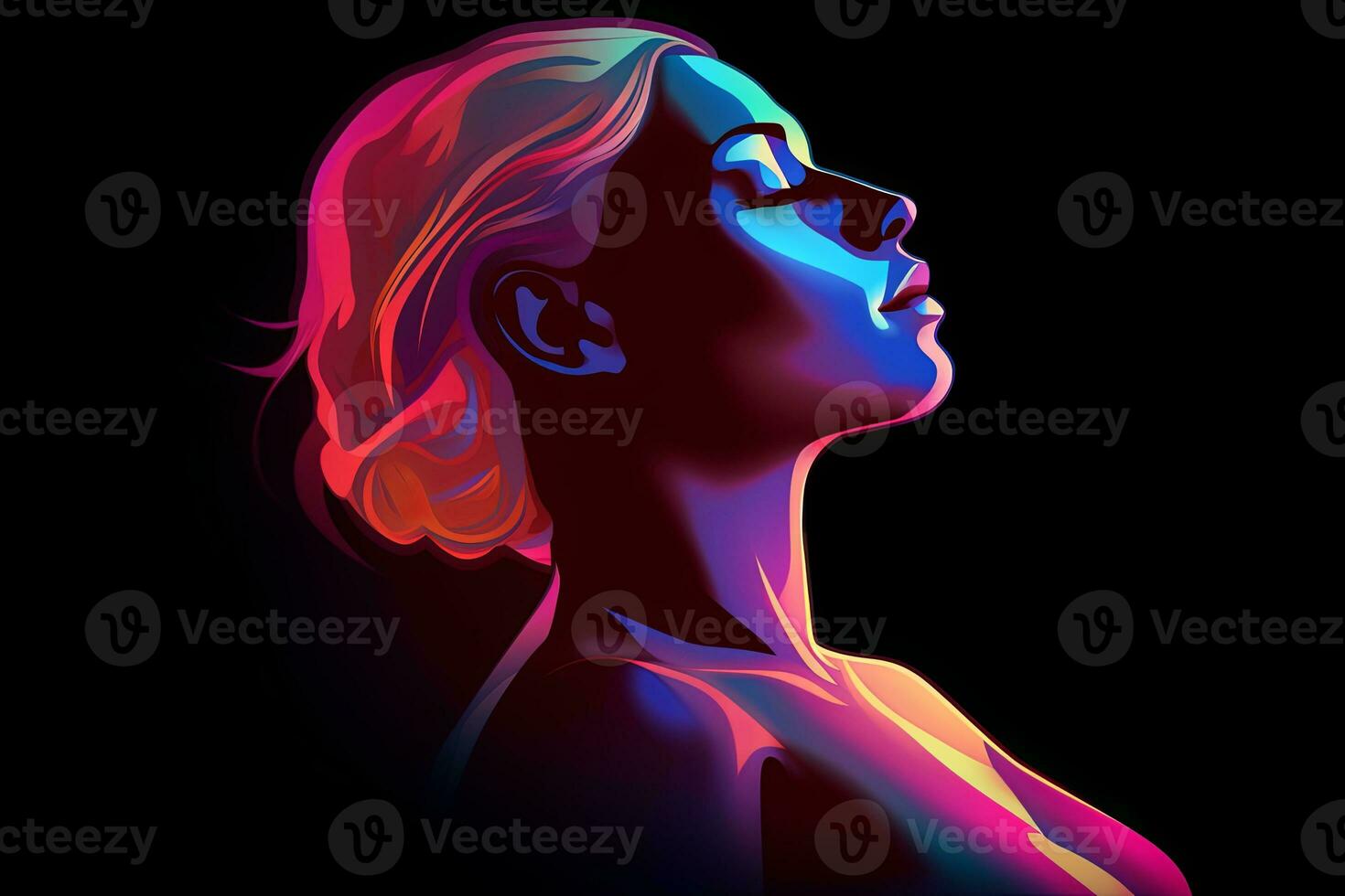 Bold Sleek Graphical Minimalist Female Profile Design generative AI photo