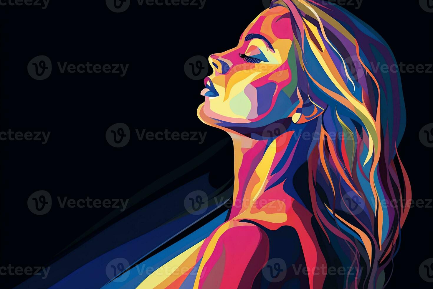 Bold Sleek Graphical Minimalist Female Profile Design generative AI photo