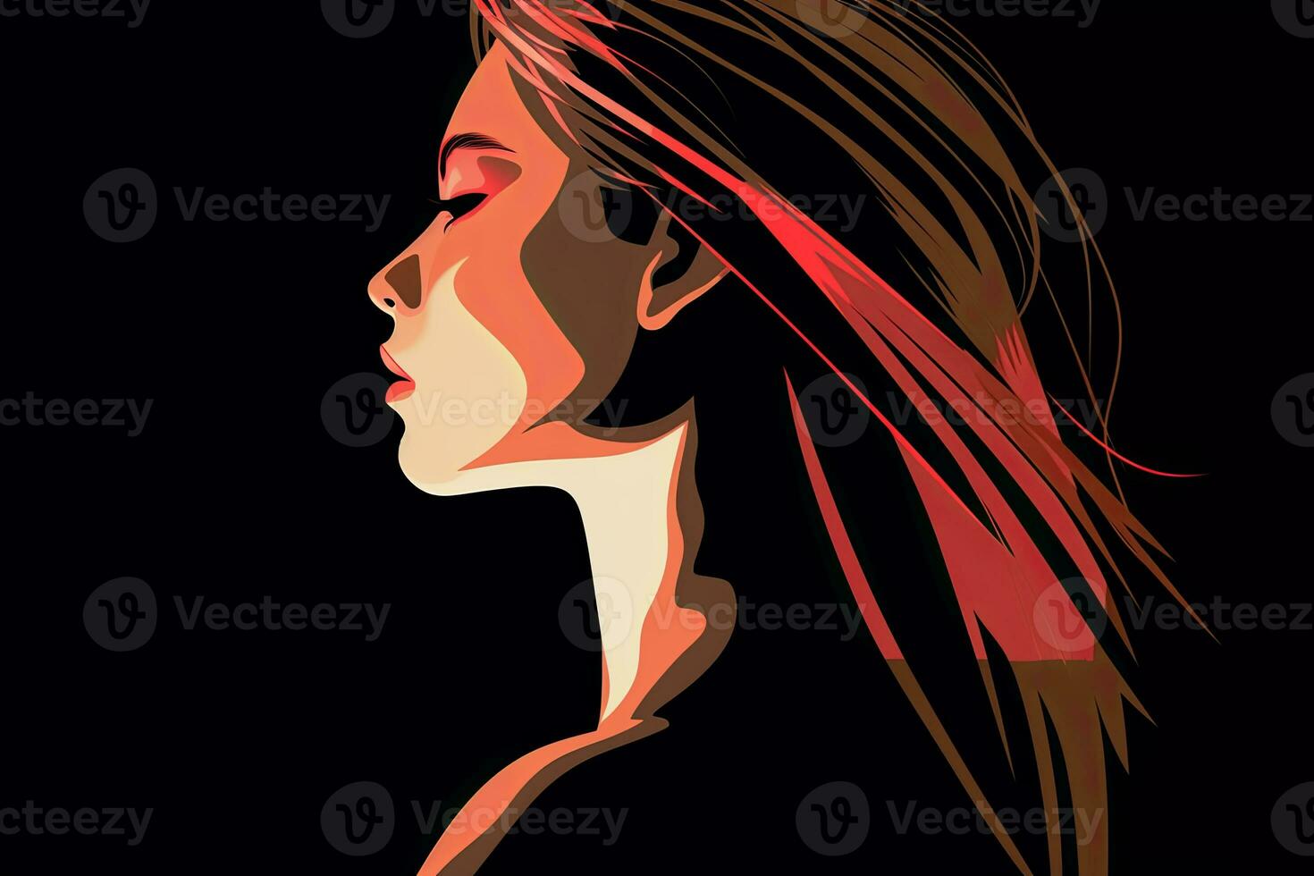 Bold Sleek Graphical Minimalist Female Profile Design generative AI photo
