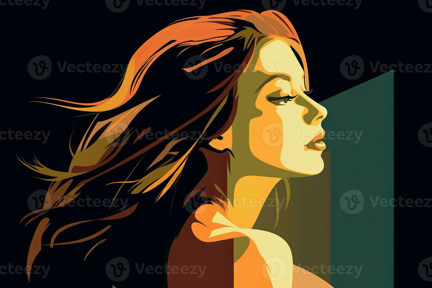 Bold Sleek Graphical Minimalist Female Profile Design generative AI photo