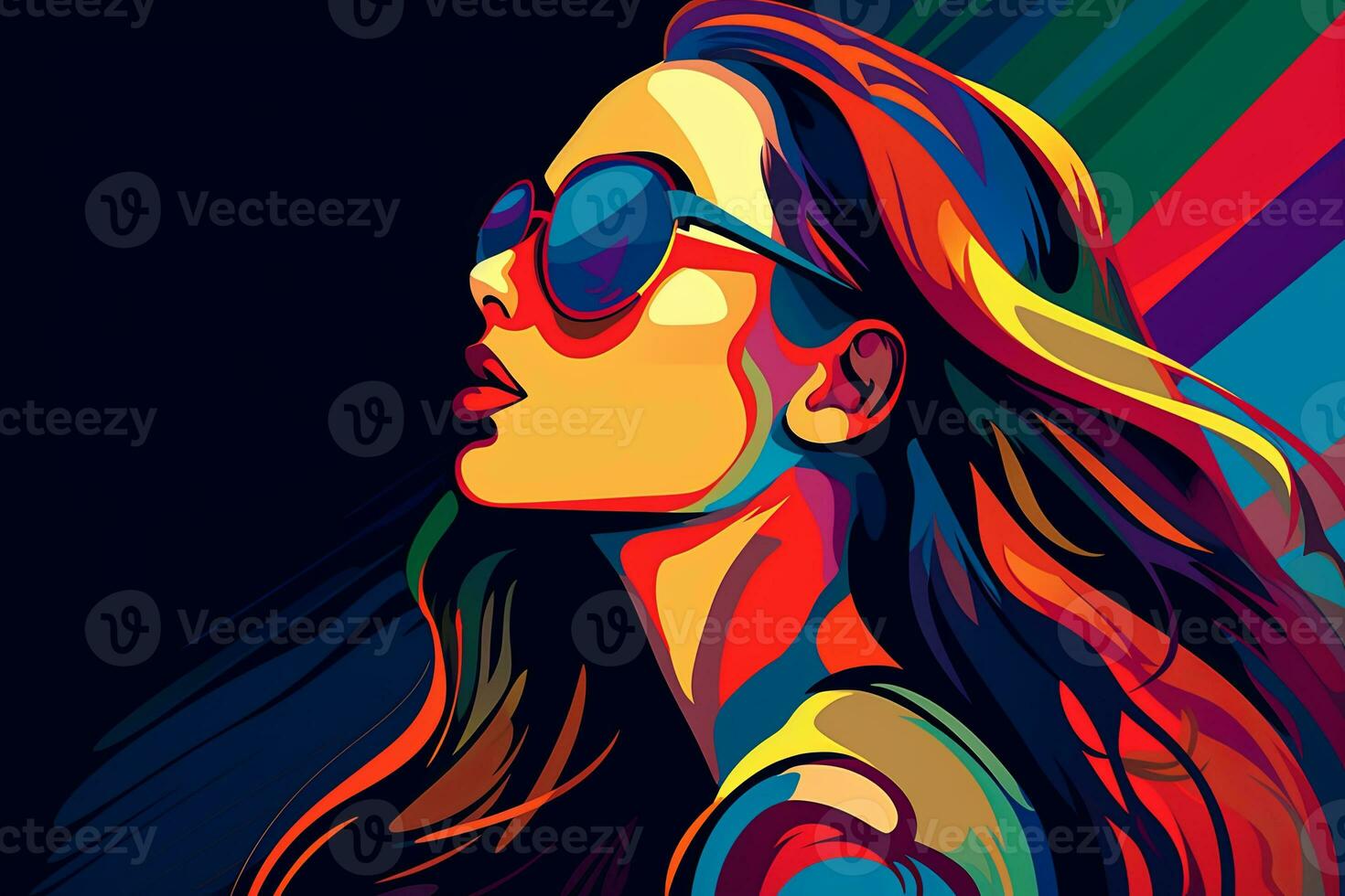 Bold Sleek Graphical Minimalist Female Profile Design generative AI photo