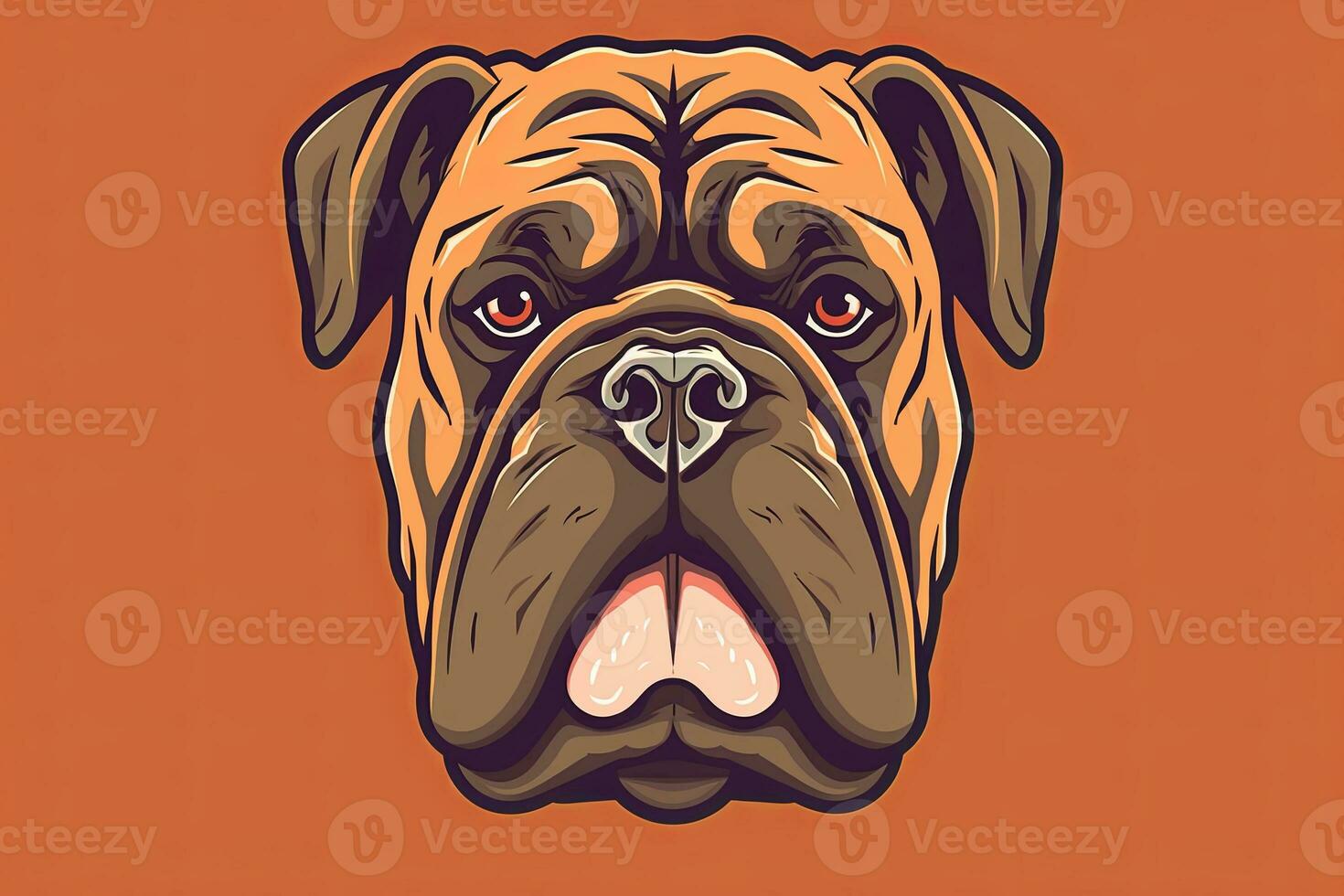 Bulldog Graphic Illustration on a Monochrome Background generative AI photo