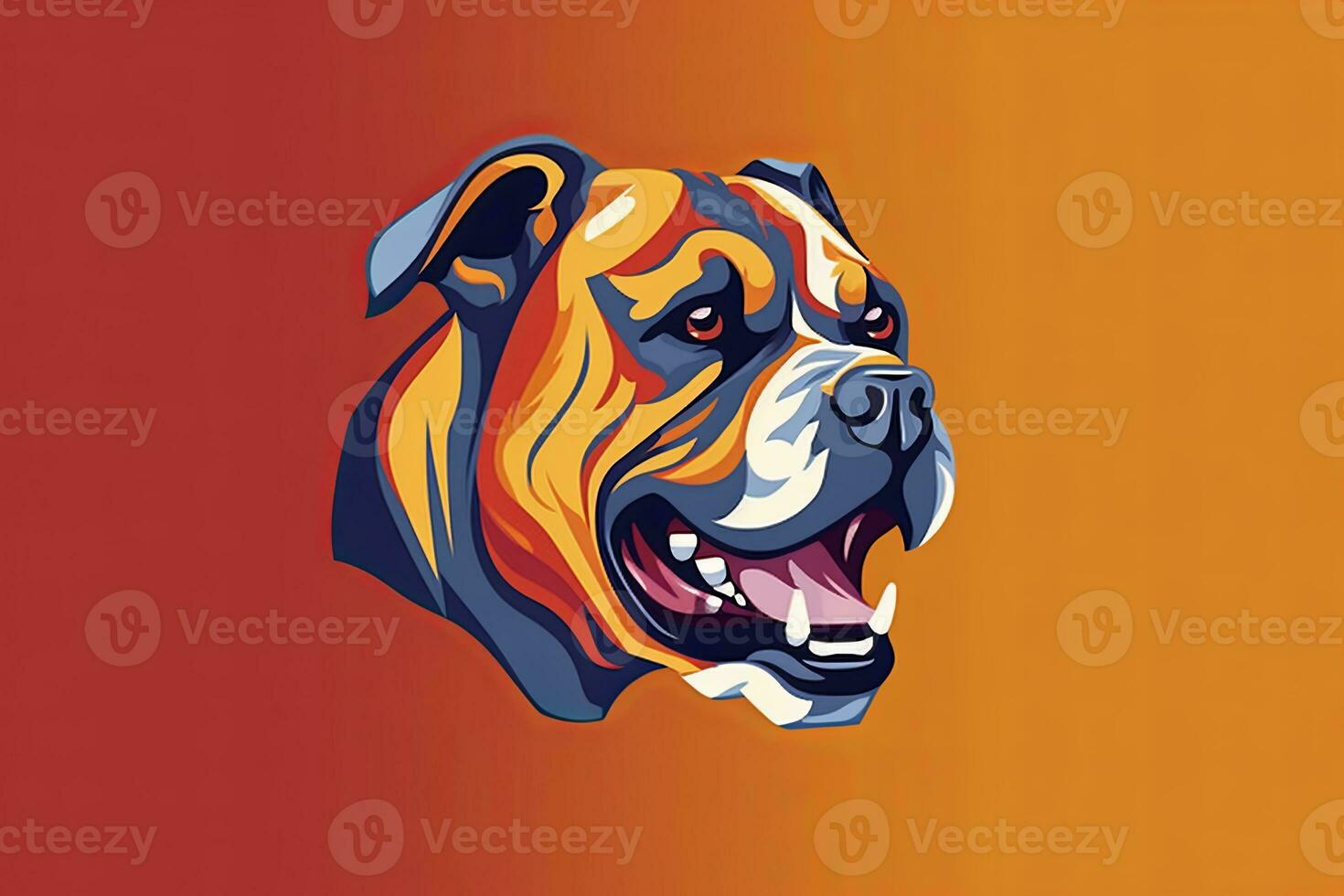 Bulldog Graphic Illustration on a Monochrome Background generative AI photo