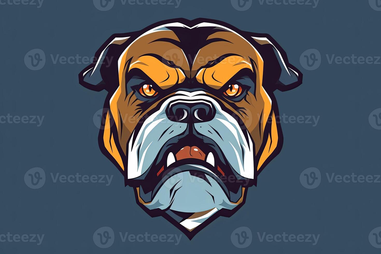 Bulldog Graphic Illustration on a Monochrome Background generative AI photo