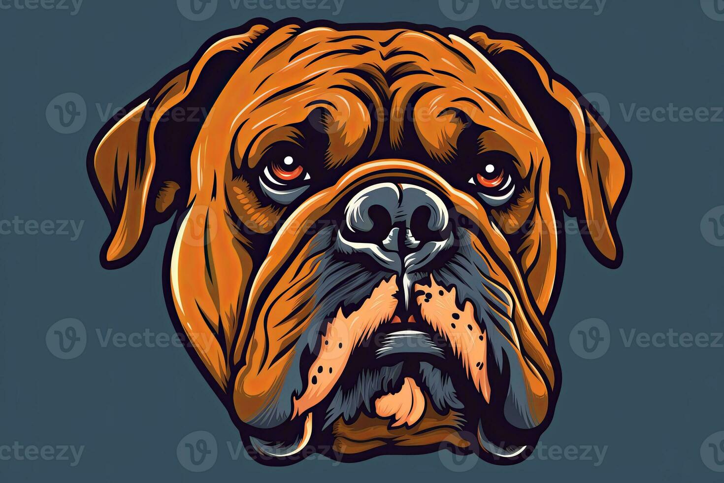 Bulldog Graphic Illustration on a Monochrome Background generative AI photo