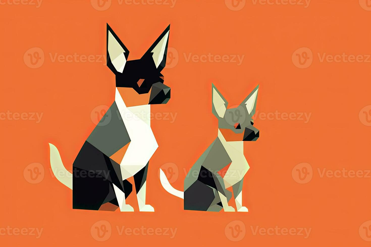 Chihuahua Dog Graphic Illustration Isolated on a Monochrome Background generative AI photo