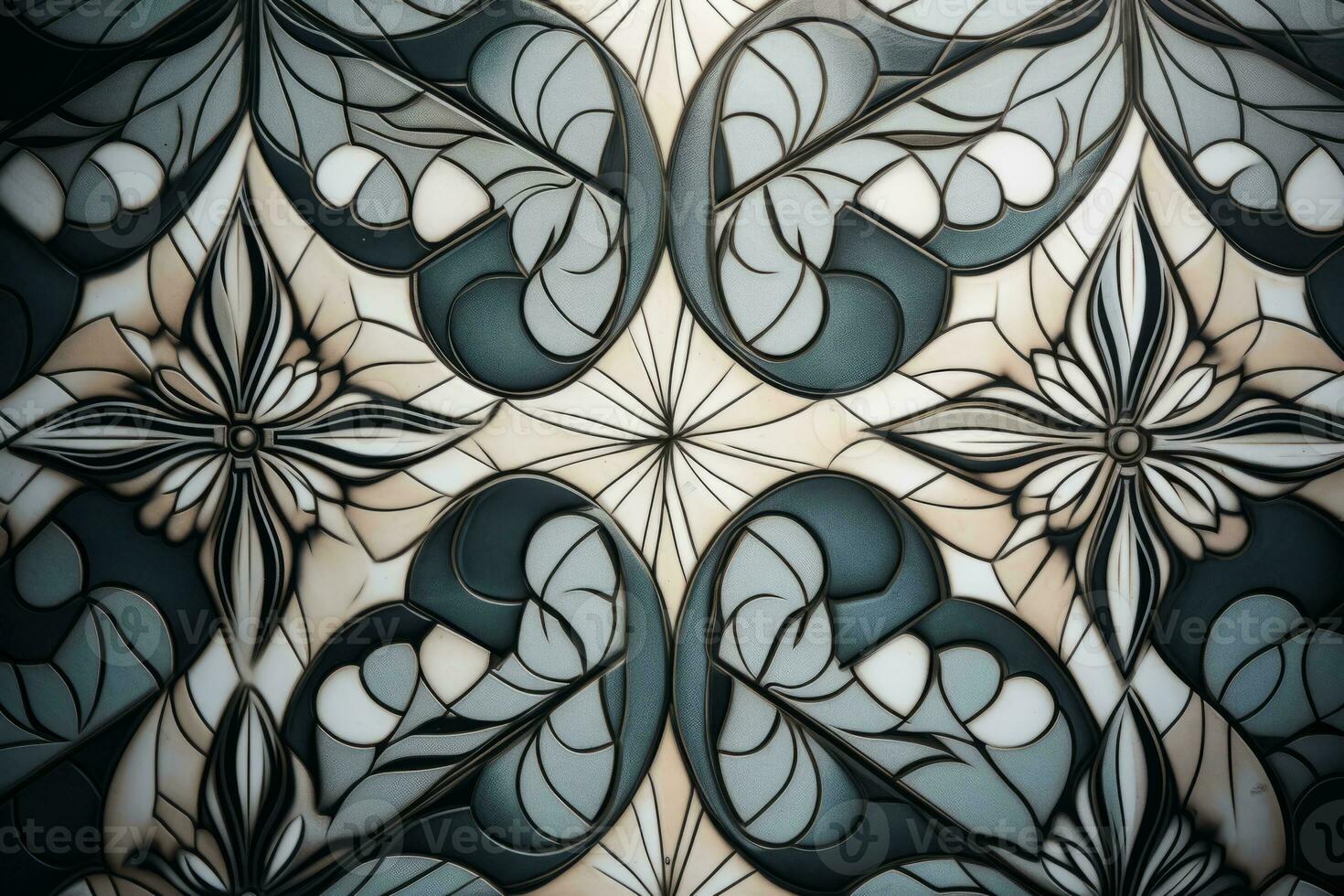 Closeup of a Unique Pattern Tile Area generative AI photo
