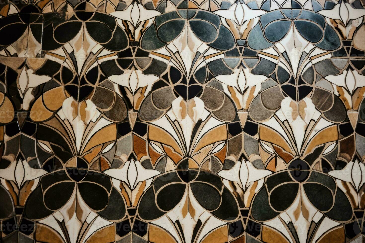 Closeup of a Unique Pattern Tile Area generative AI photo