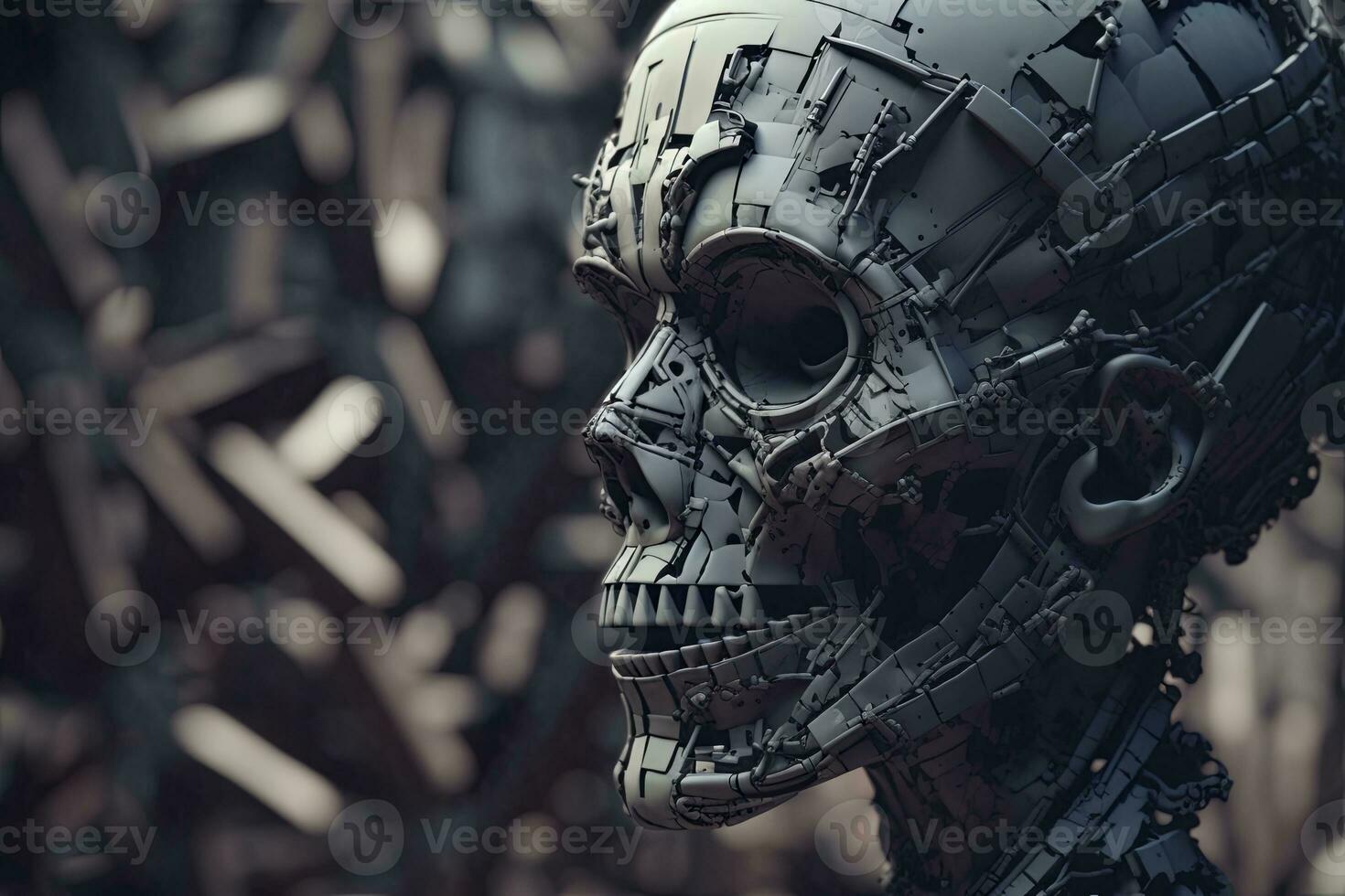 Cryptic Bizarre Dark Monster Skeleton Background with Otherworldly Design 3D Render generative AI photo