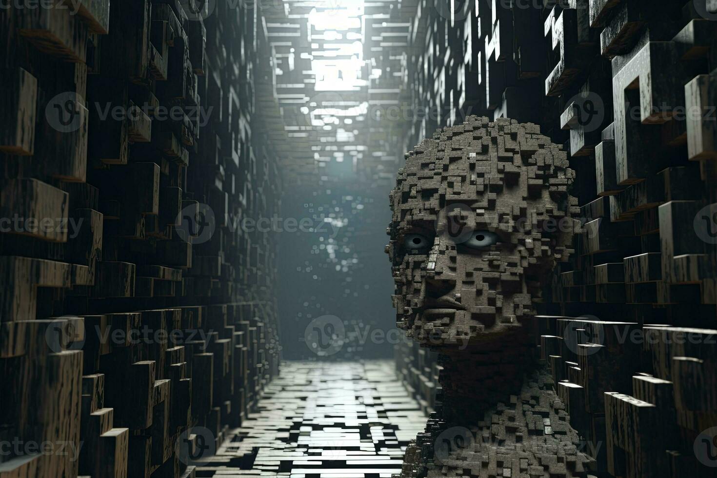 Cryptic Bizarre Dark Monster Skeleton Background with Otherworldly Design 3D Render generative AI photo
