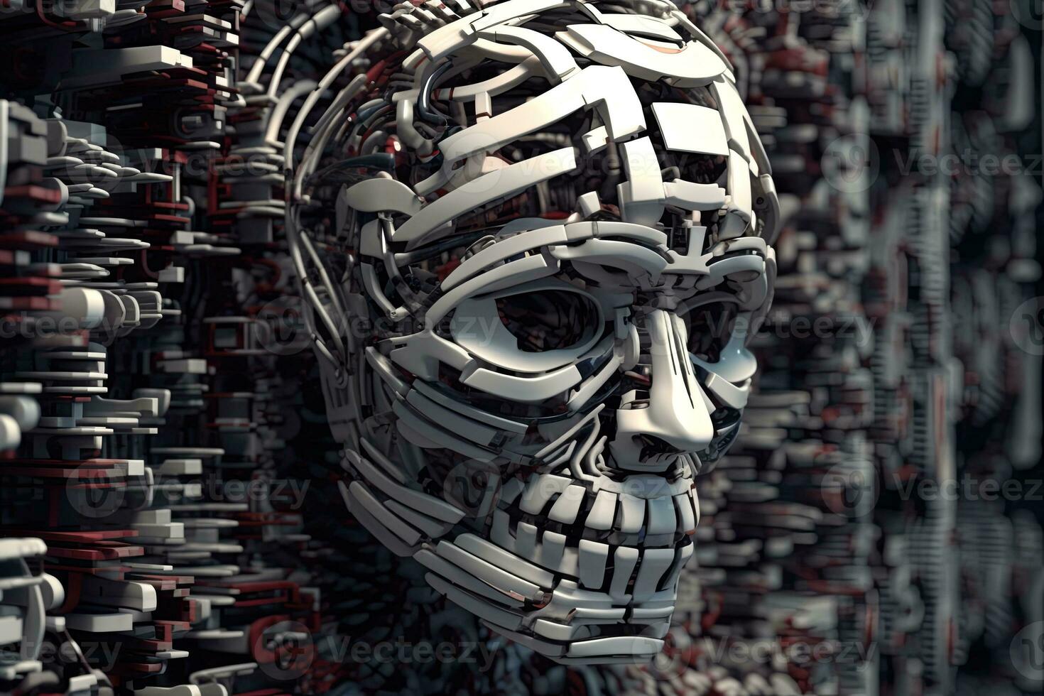 Cryptic Bizarre Dark Monster Skeleton Background with Otherworldly Design 3D Render generative AI photo