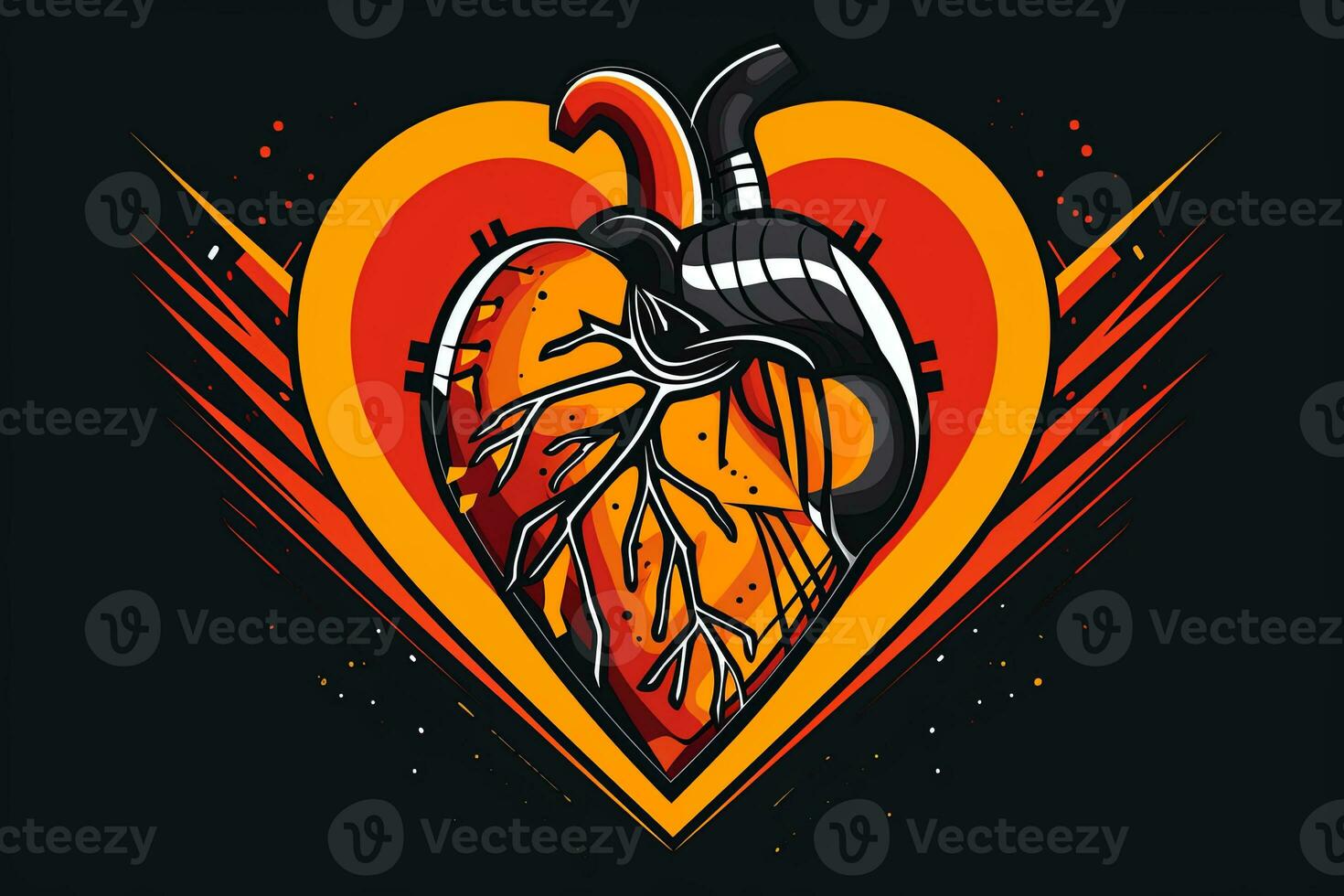 Diverse and Unique Minimalist Sleek and Defined Heart Design Graphic generative AI photo
