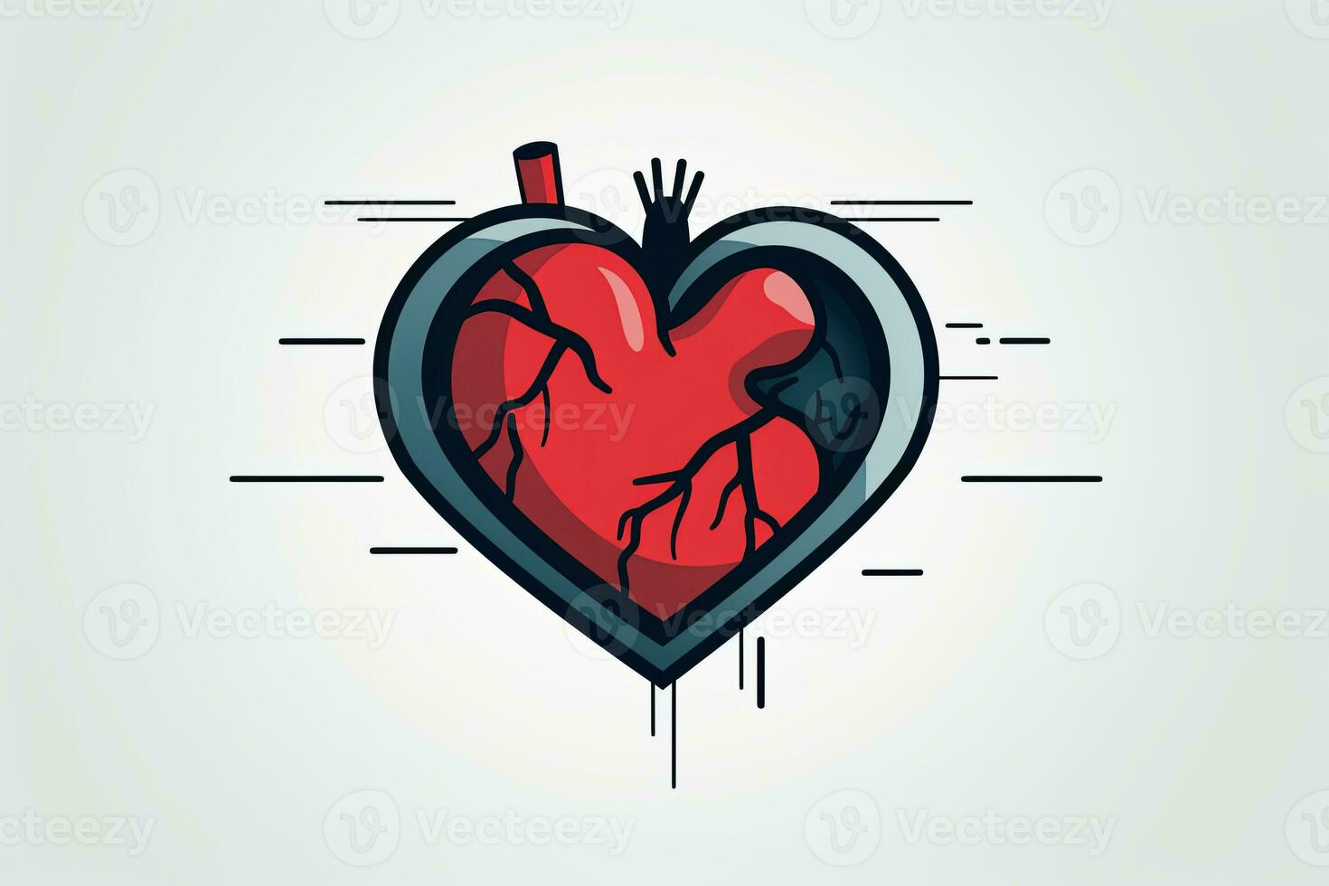 Diverse and Unique Minimalist Sleek and Defined Heart Design Graphic generative AI photo