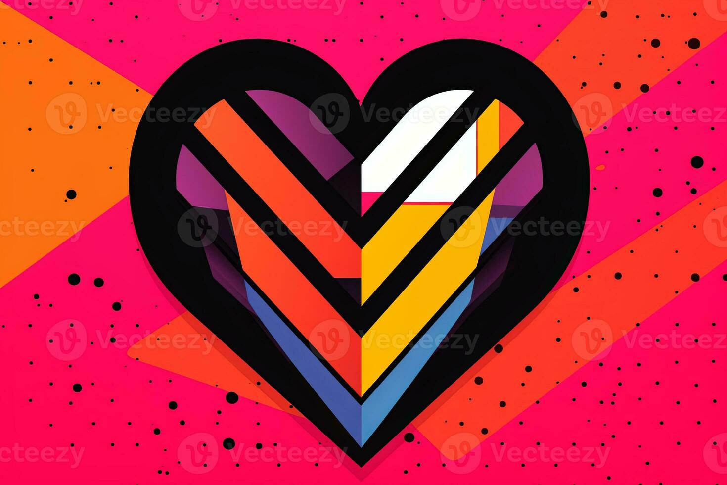 Diverse and Unique Minimalist Sleek and Defined Heart Design Graphic generative AI photo