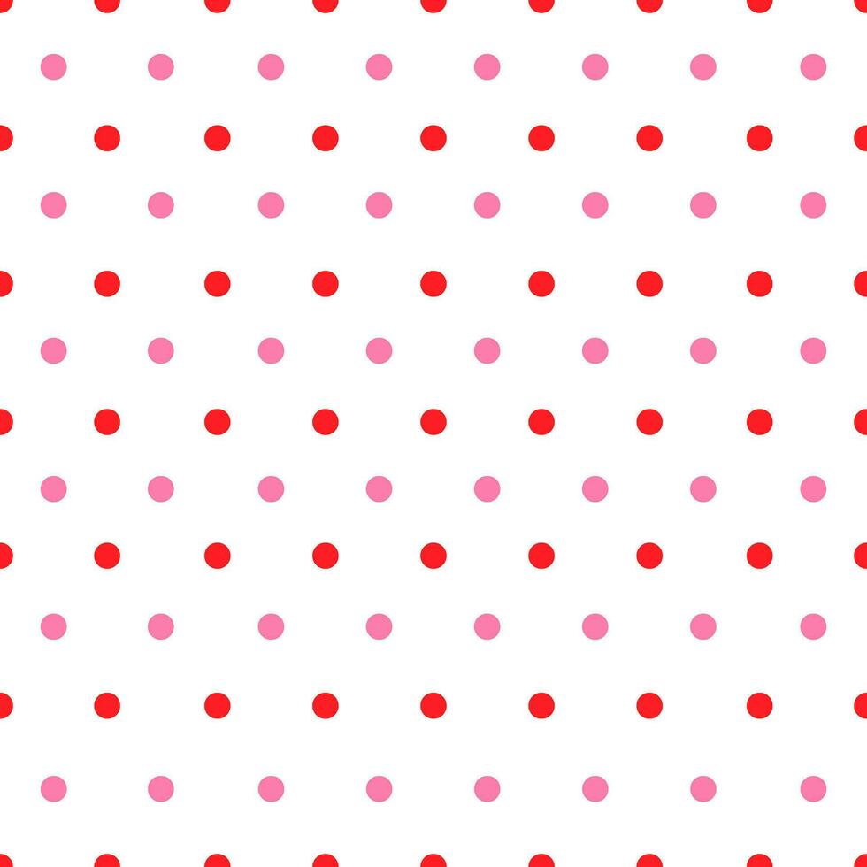 Red and pink color circles. Polka dot seamless pattern. Vector drawing background.