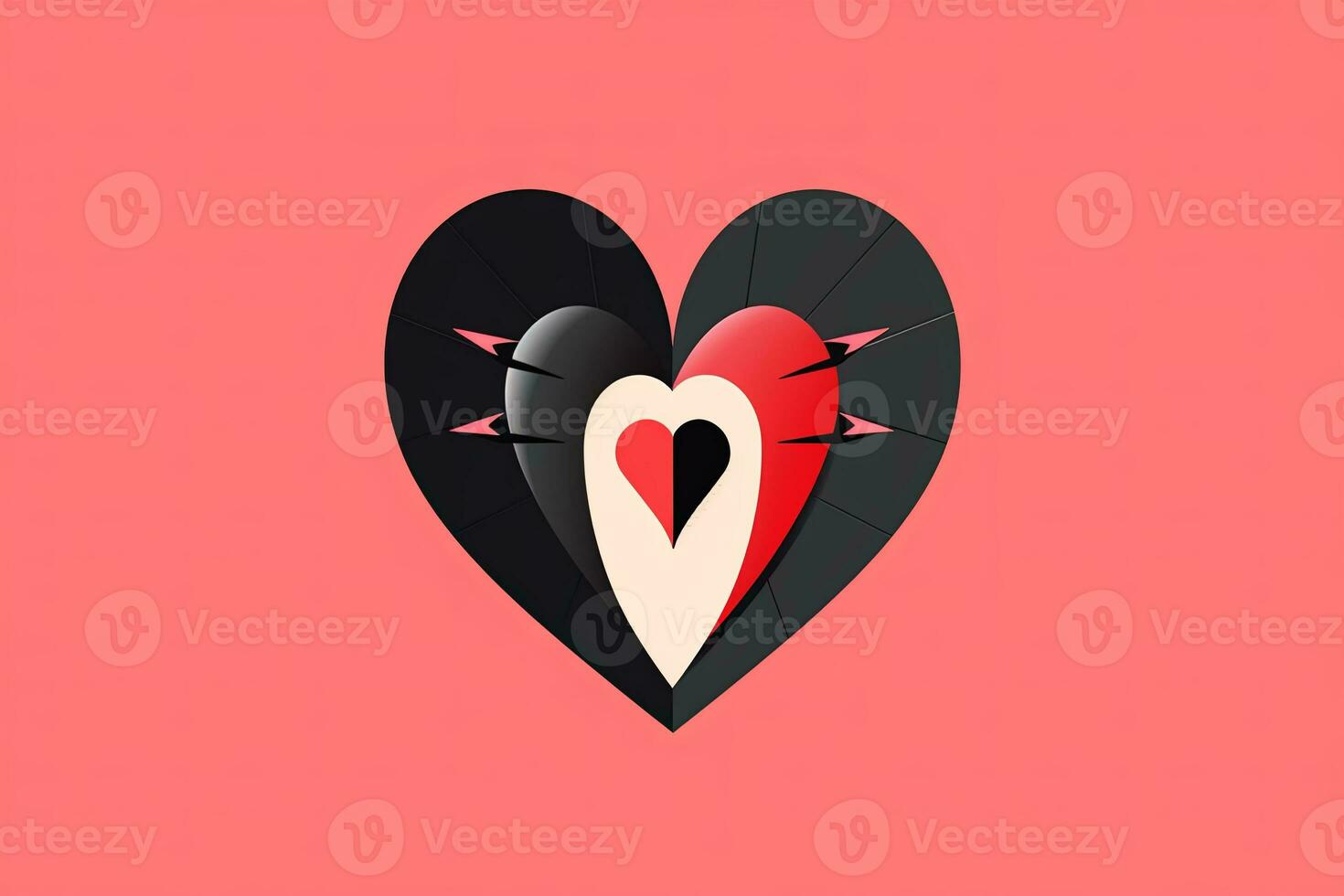 Diverse and Unique Minimalist Sleek and Defined Heart Design Graphic generative AI photo