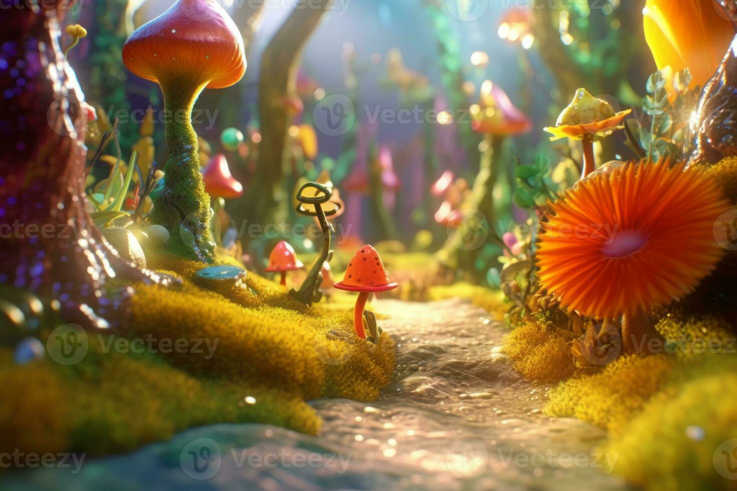 Enchanting Magic Realism 3D Render Background generative AI photo