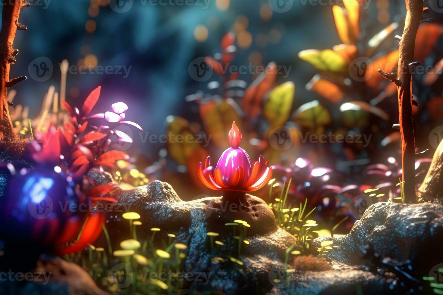 Enchanting Magic Realism 3D Render Background generative AI photo