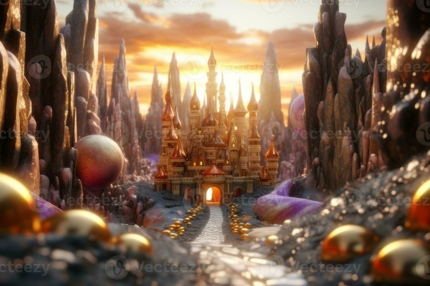 Enchanting Magic Realism 3D Render Background generative AI photo