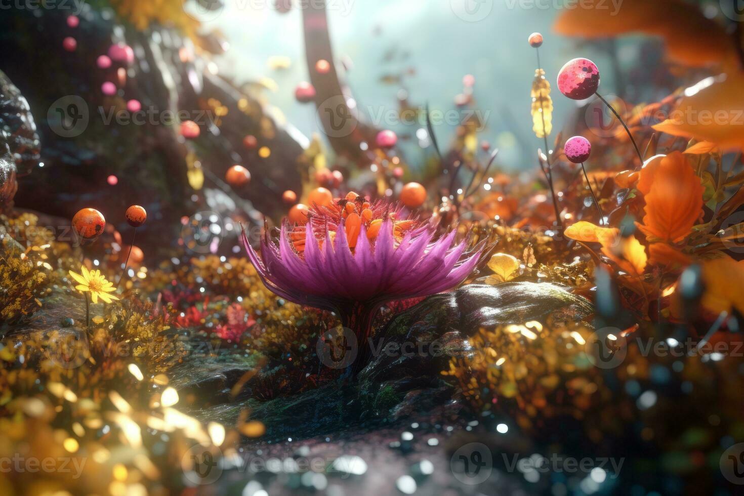 Enchanting Magic Realism 3D Render Background generative AI photo