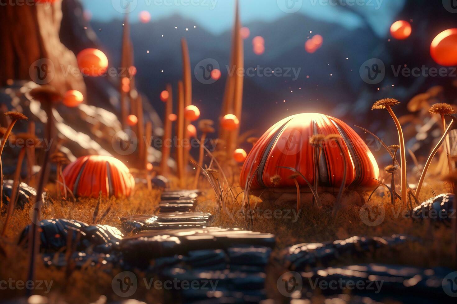 Enchanting Magic Realism 3D Render Background generative AI photo