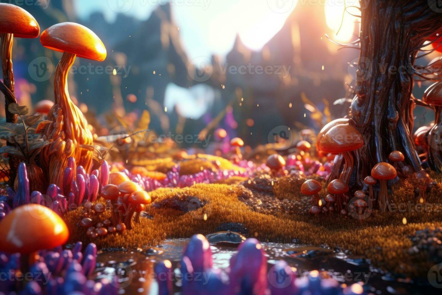 Enchanting Magic Realism 3D Render Background generative AI photo