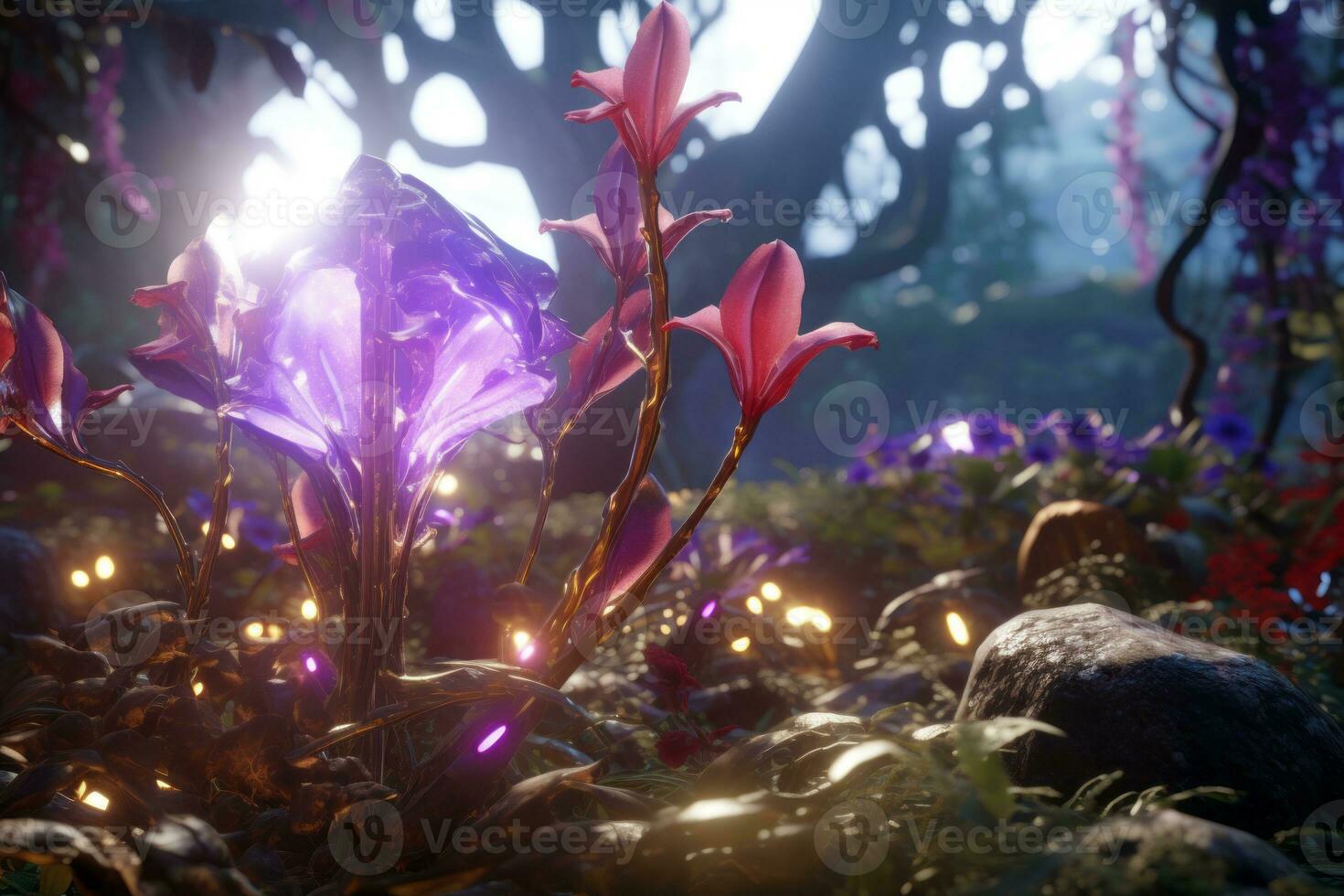 Enchanting Magic Realism 3D Render Background generative AI photo