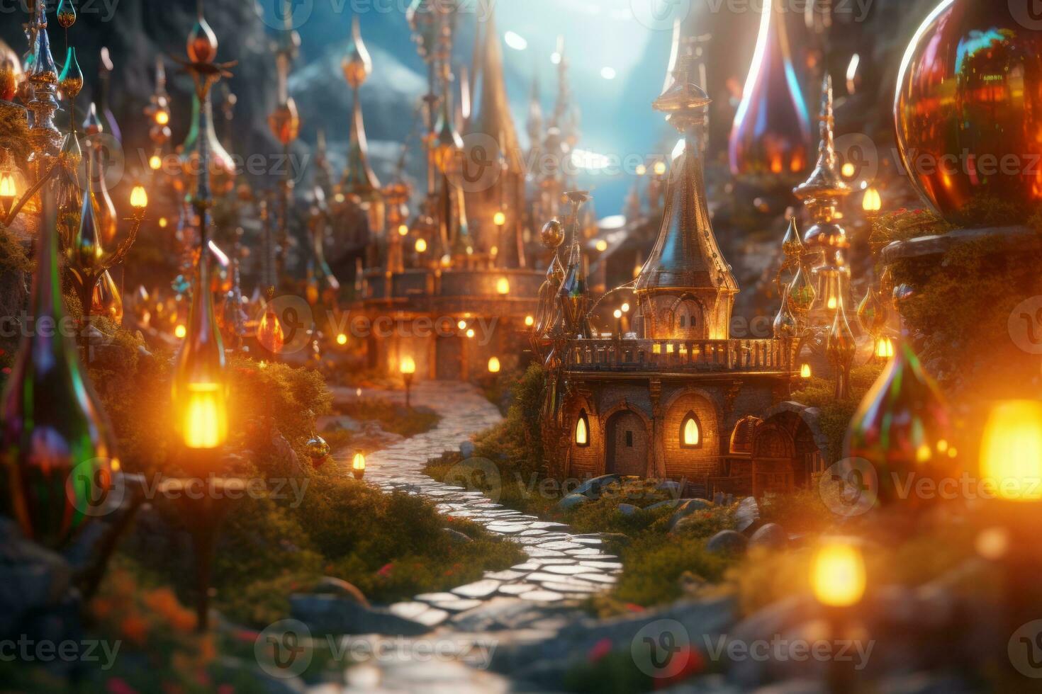 Enchanting Magic Realism 3D Render Background generative AI photo