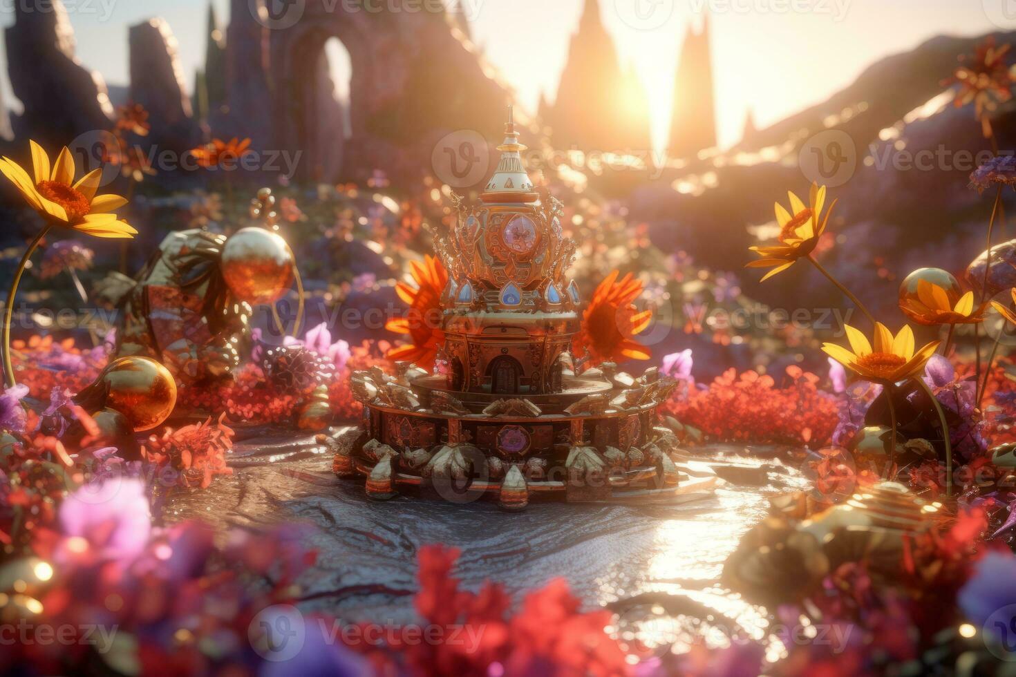 Enchanting Magic Realism 3D Render Background generative AI photo