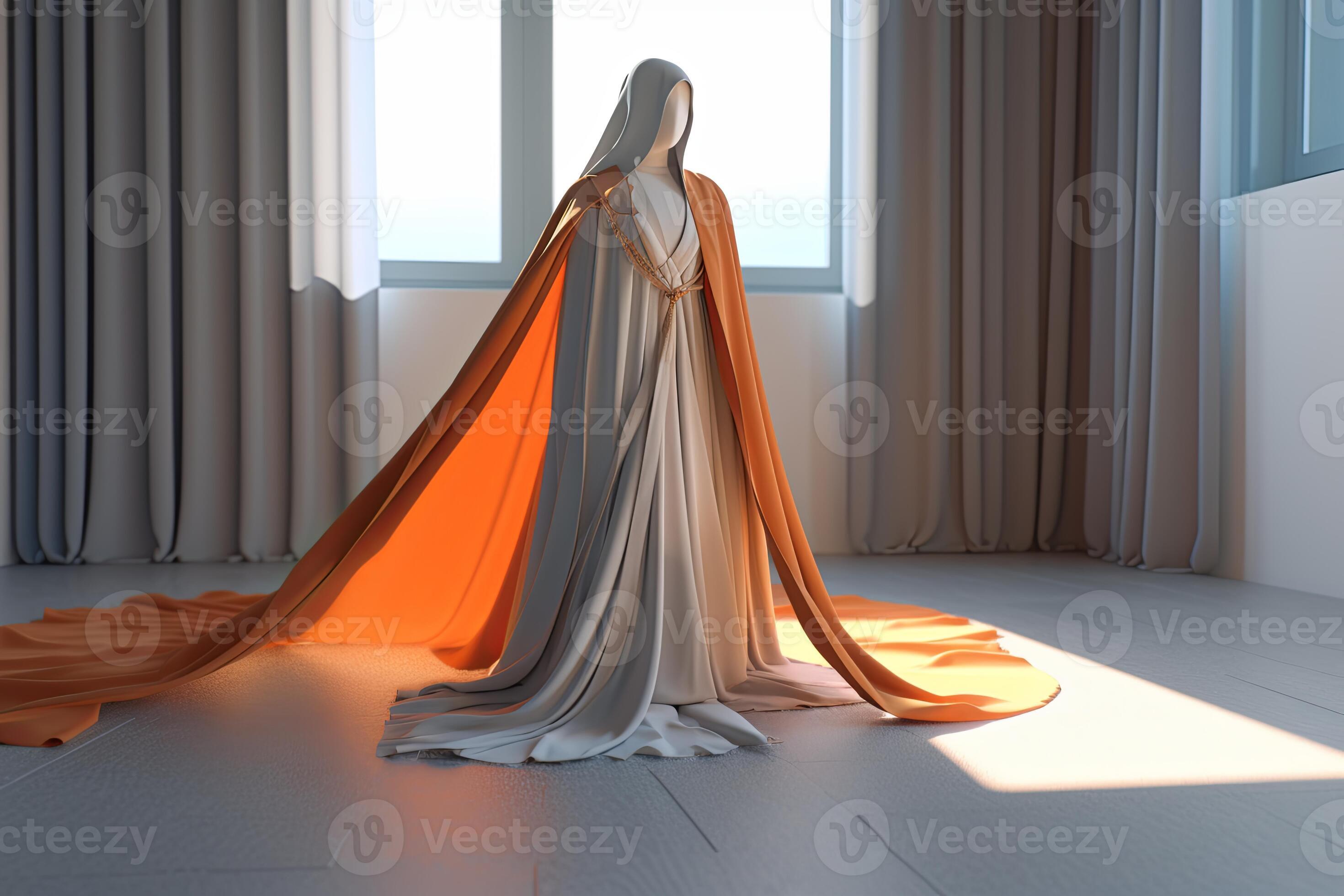 Faceless White Robed Figure in a Bright Room Background 3D Render