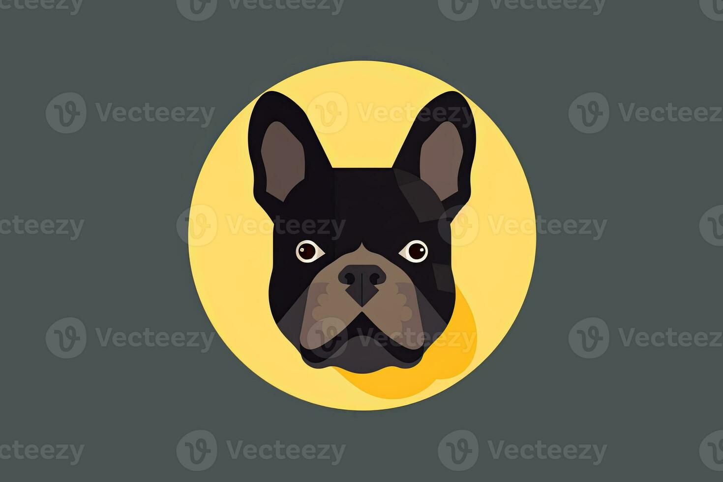 French Bulldog Graphic Illustration Isolated on a Monochrome Background generative AI photo