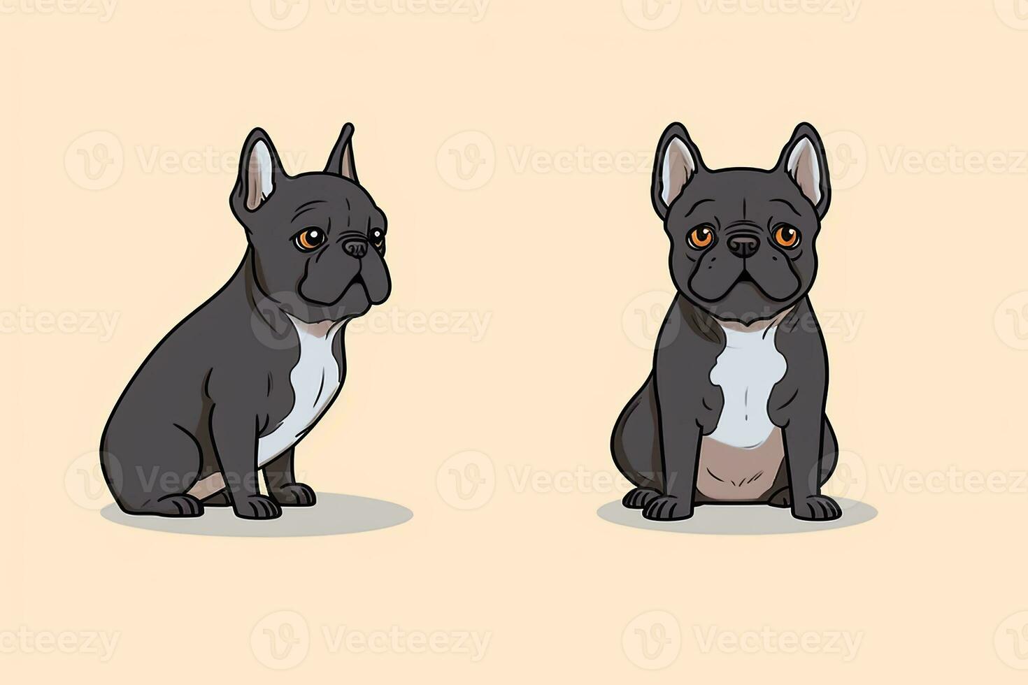 French Bulldog Graphic Illustration Isolated on a Monochrome Background generative AI photo