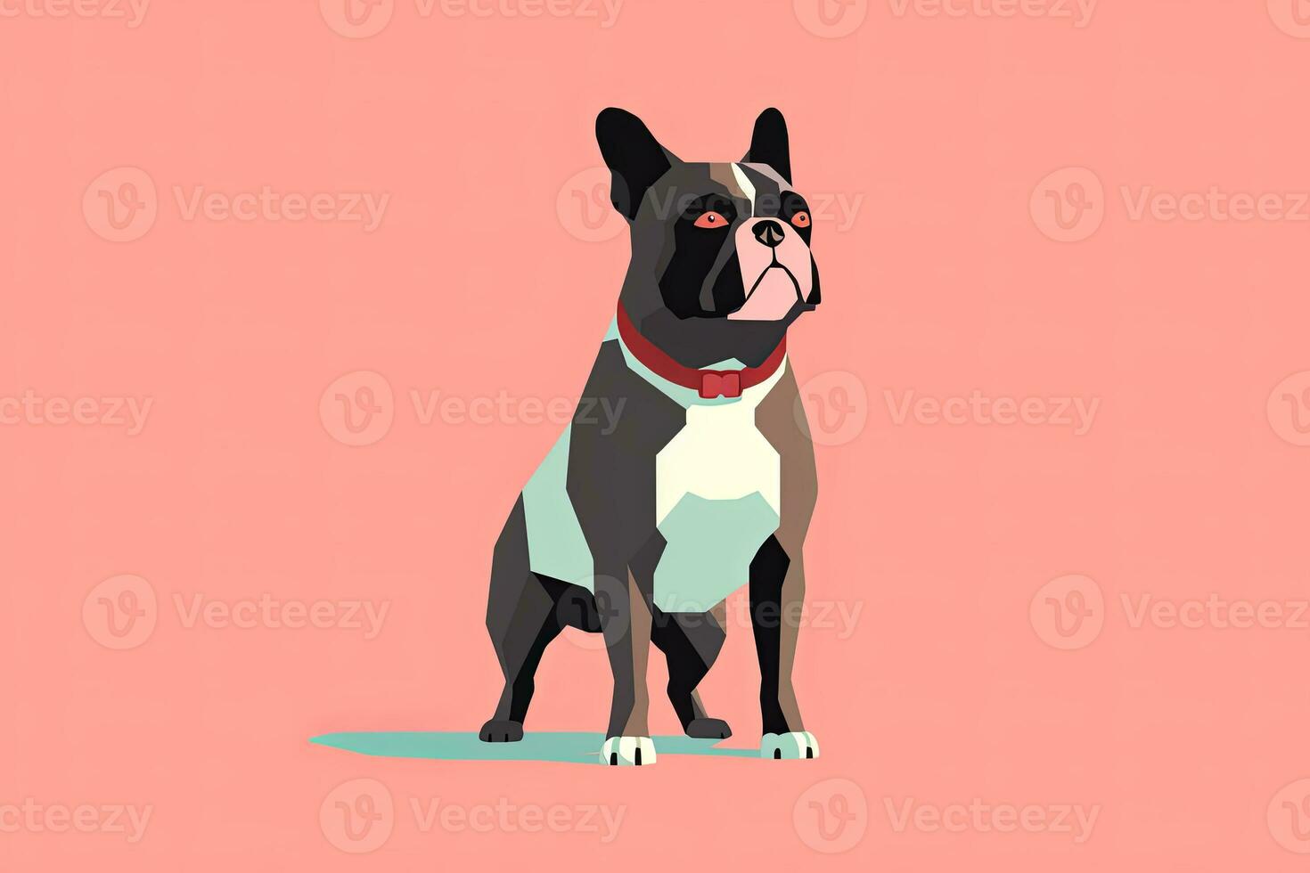 French Bulldog Graphic Illustration Isolated on a Monochrome Background generative AI photo