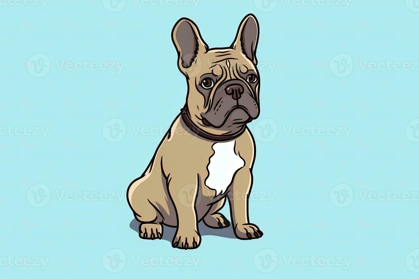 French Bulldog Graphic Illustration Isolated on a Monochrome Background generative AI photo